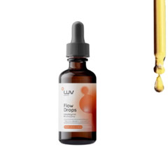 LUV Health Flow Drops – Adaptogen Mushroom Blend – Peach Watermelon Flavor – 1oz
