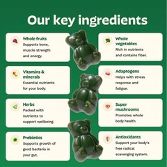 Gruns Adults Super Greens Gummies Multivitamin Superfood Gummy Bears 35Packs NEW