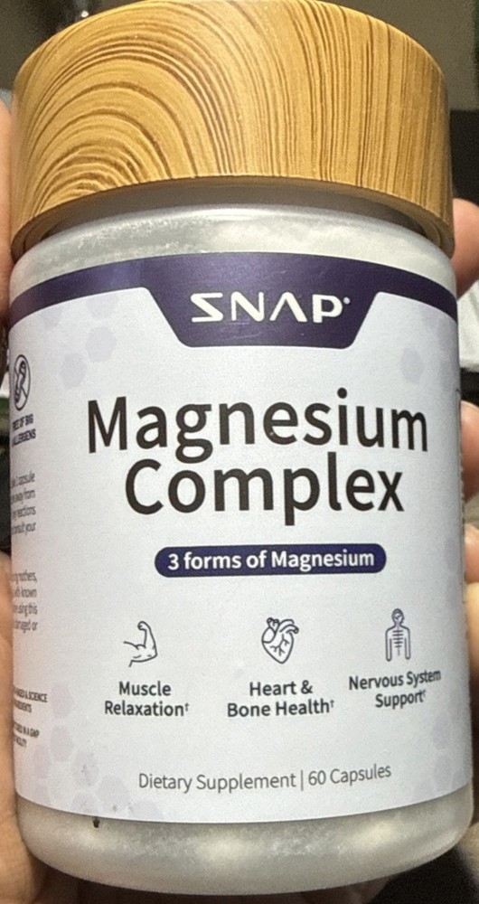 Snap Supplements Magnesium Complex 60ct White Jar/Bamboo Lid