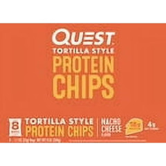 (4 pack) Quest Tortilla Style Protein Chips, Nacho Cheese, 1.1oz, 1 Ct