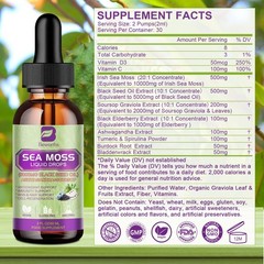 2 Pack Certified Organic Sea Moss Drops Irish Sea Moss Bladderwrack Burdock Root