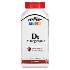 21st Century Vitamin D3 5000 IU 360 Tablets Gluten-Free