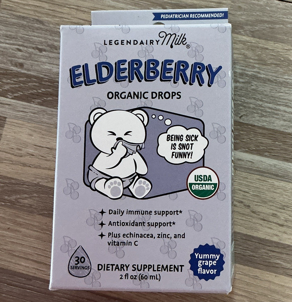 Legendairy Milk Elderberry Organic Drops Grape Vegan Immune Support 2 fl oz