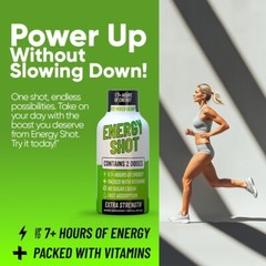 (48 Pack) Grade A Quality Energy Shots, B12 Berry, Energy Lasts Up to 7+ Hours