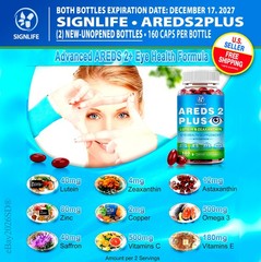 (2) Bottles • AREDS 2 Plus Eye Vitamins • w/Lutein, Zeaxanthin and Astaxanthin