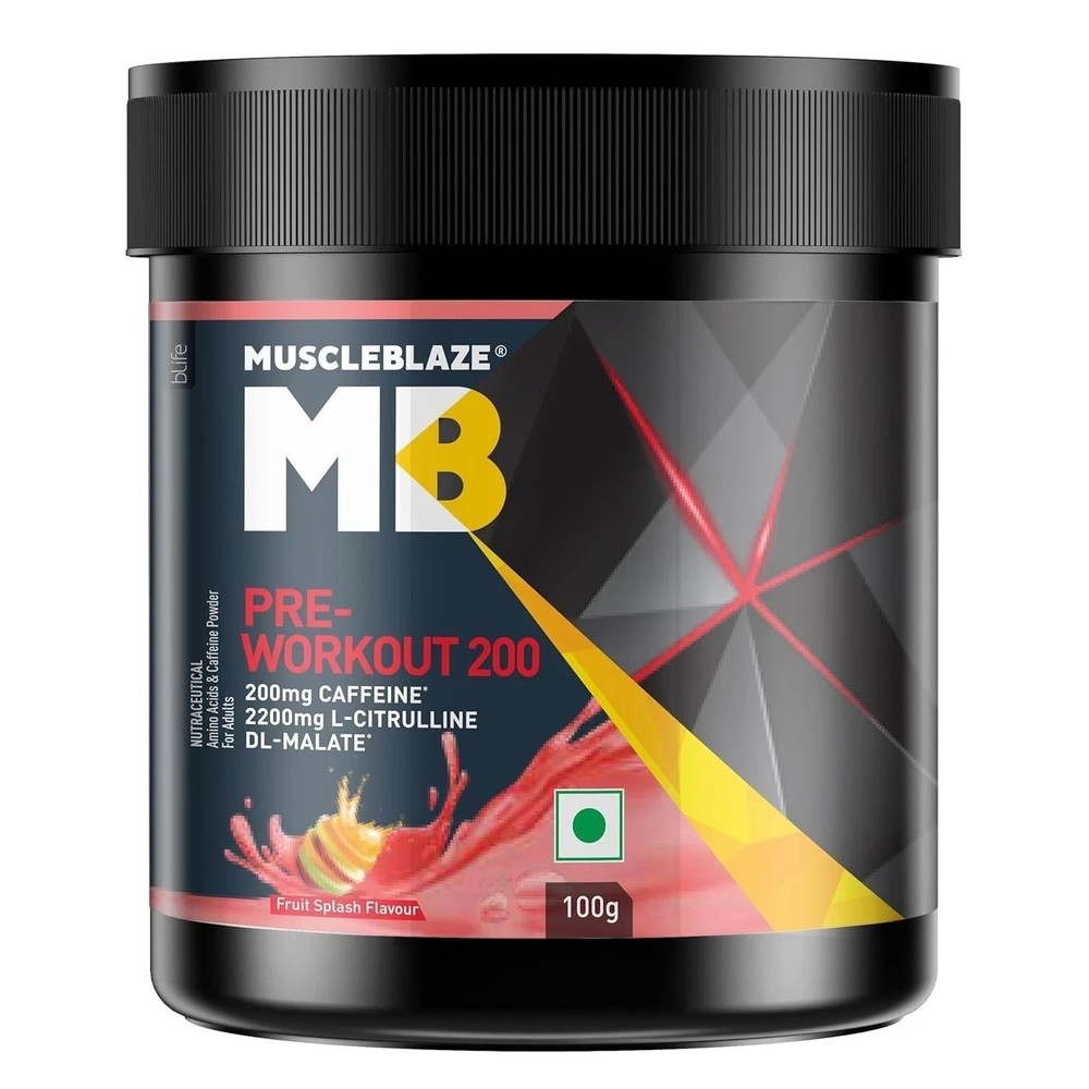 Pre Workout 200 (Fruit Splash, 16 servings, 100g) | 200mg Caffeine,Citrulline c7