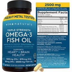 High-Potency Omega 3 Fish Oil 2500mg – EPA DHA DPA, 180 Softgels, Pescatarian