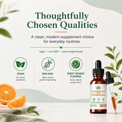 Suiyilary Vitamin B Complex Liquid Drops, B12 Methylcobalamin, B9 Folic, Vitamin