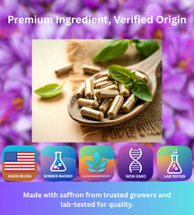 4 Bottles Authentic Saffron Extract for Mood & Focus – Large Size (480 Capsules)