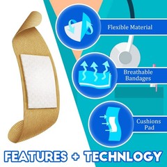 BBTO Assorted Styles Flexible Fabric Adhesive Bandages – Small Breathable Fin…