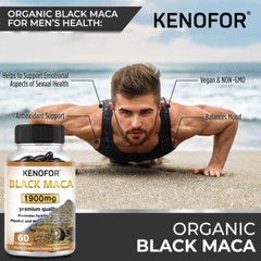 Organic Black Maca Capsules 1900 mg | Boost male energy, balance hormones