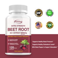 Beet Root 20:1 Extract 8000mg Capsules- Brain, Heart & Blood Pressure Support