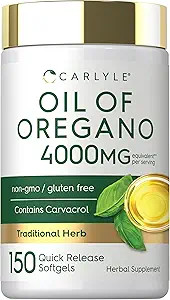 Carlyle Oregano Oil Supplement | 150 Softgel Capsules | Contains Carvacrol | Non