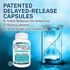 Bio Absorb Nattokinase Supplement. Non-GMO Natto Extract Enzyme. 100 mg, 2000 60