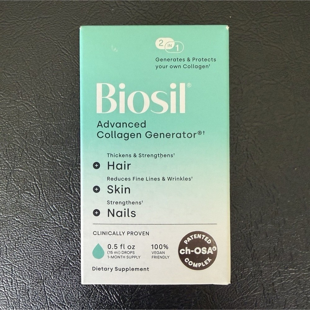 BioSil Advanced Collagen Generator Liquid Drops Hair Skin Nails Vegan 0.5 fl oz