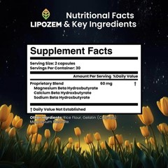 Professional Lipozem – All Natural Ingredients – 2 Caps Daily – Powerful BHB Ble
