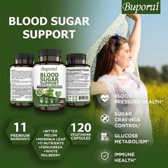 Blood Sugar Support 120pcs, Promotes Energy and Metabolism, Blood Circulation