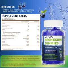 LETSCOL Magnesium Glycinate Gummies, Sugar Free 30 Count (Pack of 1)