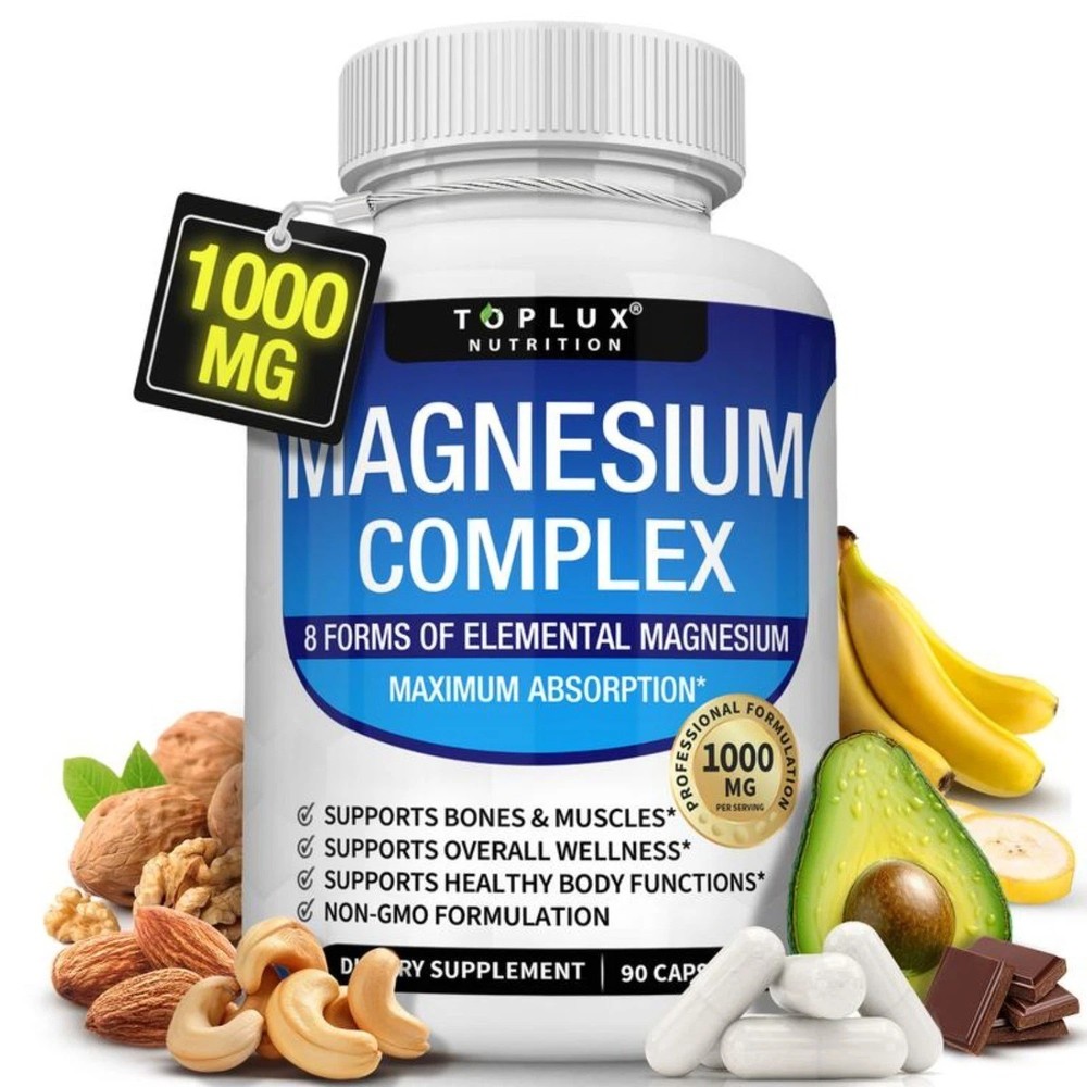 Toplux Magnesium Complex.8 Essential Forms, 1000mg High-Potency Supplement