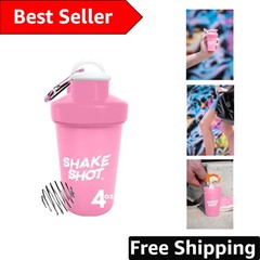 Dishwasher Safe Pink 4oz Shaker Bottle with Clip – Perfect for Fitness On-the-Go