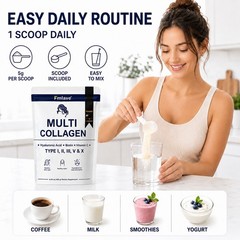Multi Collagen Peptides Powder Type I II III V X VitaminC Biotin Hyaluronic Acid