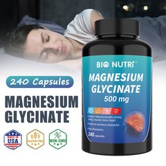 Magnesium Glycinate 500mg – 240 Capsules For Sleep, Stress Relief Support Bone