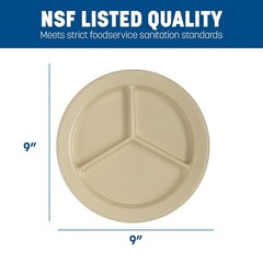 Reusable 3-Compartment Tan Plate – Insulated Melamine for Perfectly Served Meals