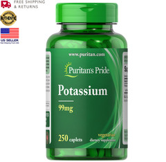 Puritan’s Pride Potassium 99 mg – 250 Caplets – 03/2027