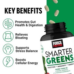 FORCE FACTOR Smarter Greens Tablets, Greens Supplement with 25+ Superfoods an…