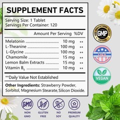 Melatonin, Fast Dissolve Melatonin 10mg Tablets, with L-Theanine, L-Glycine &…