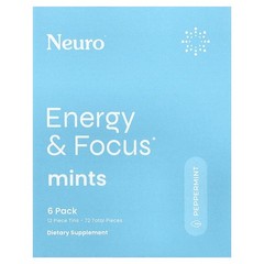 NeuroMints, Energy & Focus, Peppermint, 6 Pack, 12 Piece Each