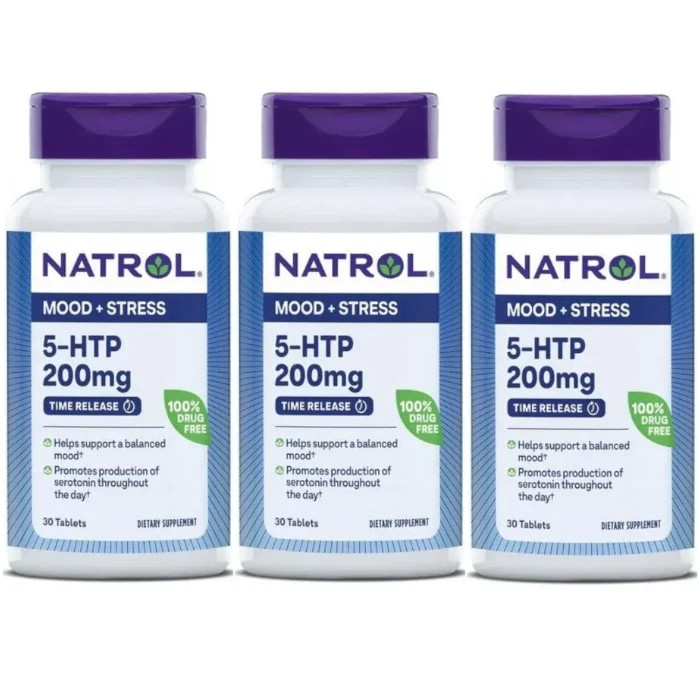 Natrol 5-HTP TR Time Release (200 mg) 30 Tabs Each (Pack of 3)