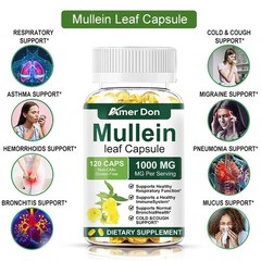 Mullein Leaf Capsules – Lung Cleanse & Cough Relief,Respiratory Health,Detox
