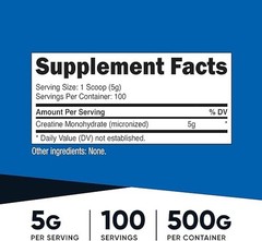 Nutricost Pure Creatine Monohydrate Powder 500g Micronized Unflavored Workout