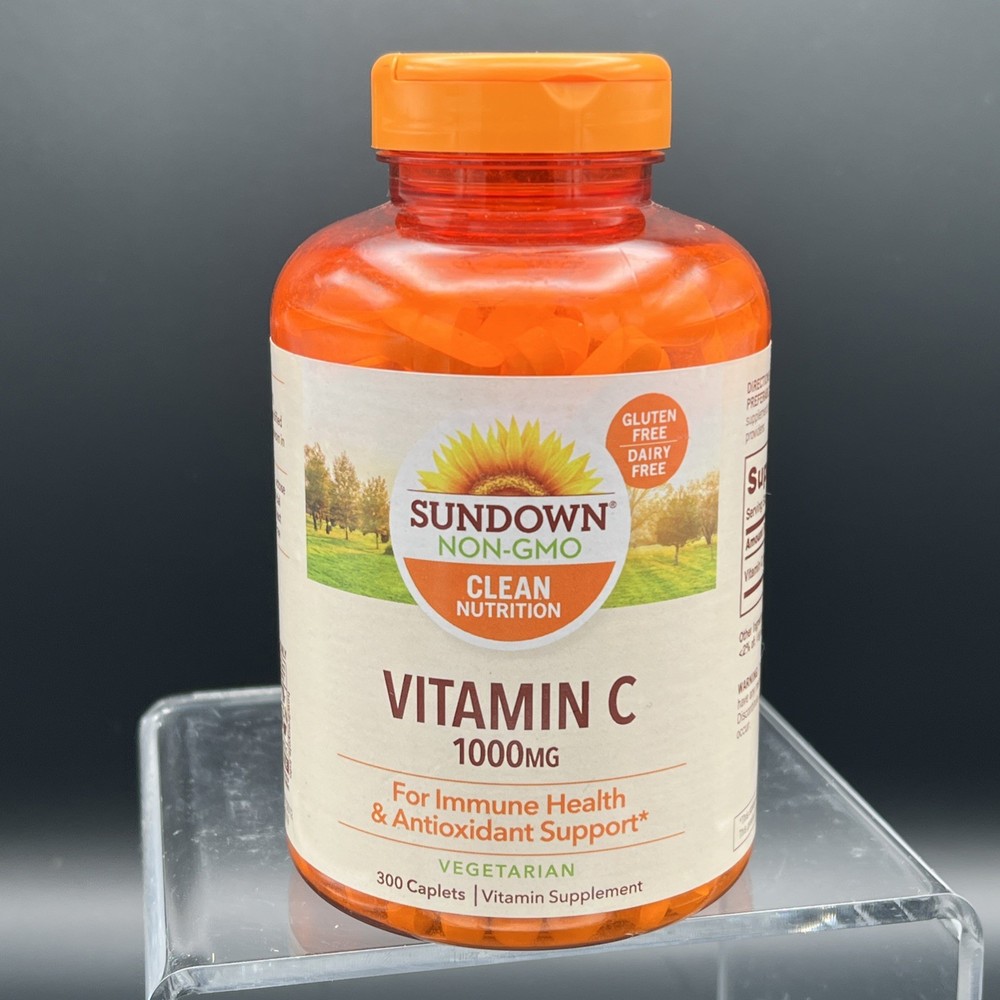 Sundown Vitamin C Supplement Caplets Vegetarian Formula 1000 mg 300 caps 10/26+