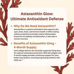 Astaxanthin 12mg,Micro Ingredients, Natural Antioxidant, Easy to Swallow
