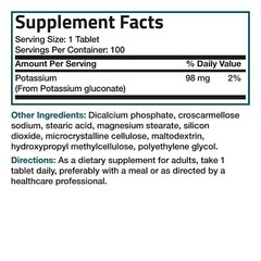 Bronson Potassium 98 mg, 100 Tablets