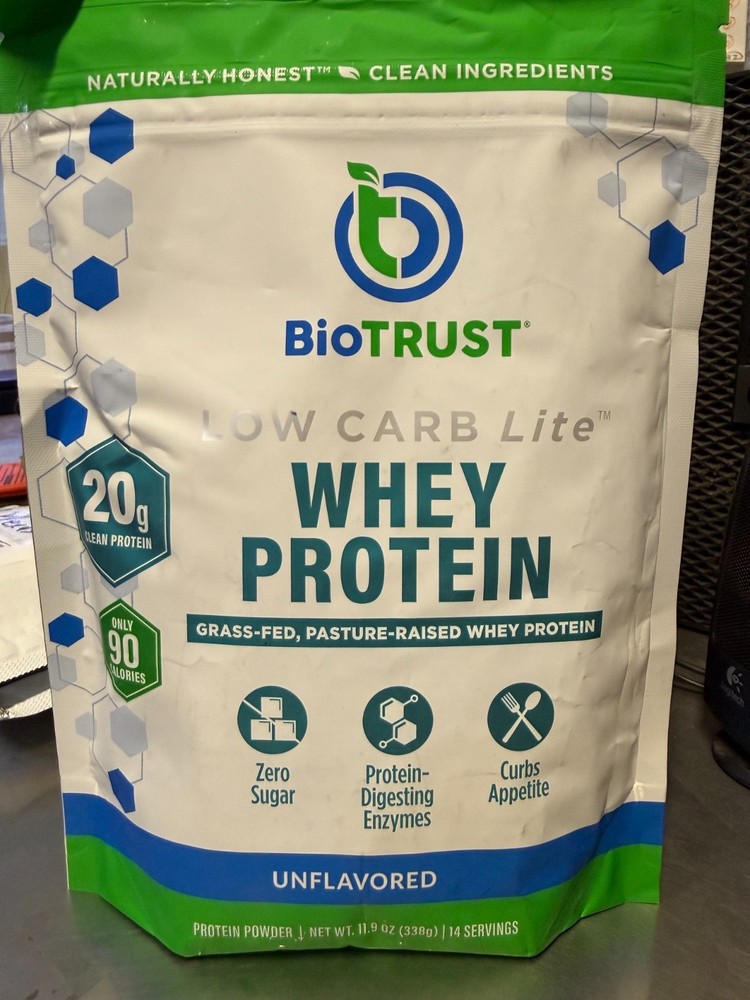 11.9oz Biotrust Low Carb Lite Unflavored Grass Fed Whey Protein Best By 05/26