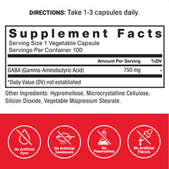 FORCE FACTOR GABA 750mg Capsules, Support Calm, Relaxation, Sleep, & Focus
