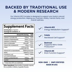 Pelican B-12 Complex – Energy & Metabolism Support – 60 Capsules