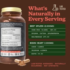 MK Supplements IRONCLAD | Beef Spleen & Bison Heart Capsules | ~58% DV Heme I…