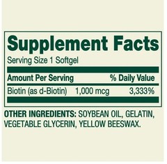 2 pack Spring Valley Biotin Dietary Supplement Softgels for Hair/Skin/Nails He