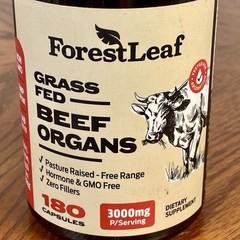 ForestLeaf ~ Grass Fed Beef Organs Supplement 3000 mg ~ 180 Caps ~ Exp 06/2028