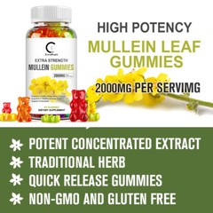 Mullein Leaf Extract Organic Lung Cleanse Gummies for Lung Health Natural Herbal