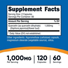 Nutricost Quercetin 1000mg, 120 Capsules – 60 Servings, 500mg Per Capsule