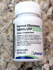 Padagis Ferrous Gluconate Tablets 324mg 100 tablets exp: 06/2026