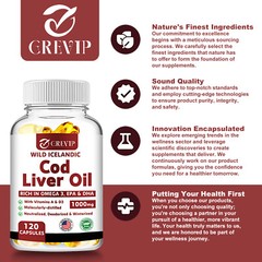 Wild Icelandic Cod Liver Oil Capsules 1000mg – Omega-3 EPA, DHA , Vitamin A & D3