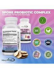 MoxyVites Spore Probiotic Complex All In One Prebiotics and Probiotics, 60 Caps