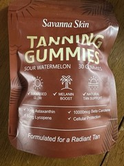 Savanna Skin Sour Watermelon Tanning Vitamin Gummies, 3 packs. Unisex Adult