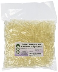1000 Bulk #1 Empty Gelatin Capsules Size 1 resealable bag